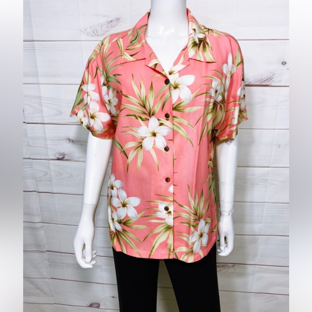 Jamaica Bay Women Hawaiian Top 2x Button Up